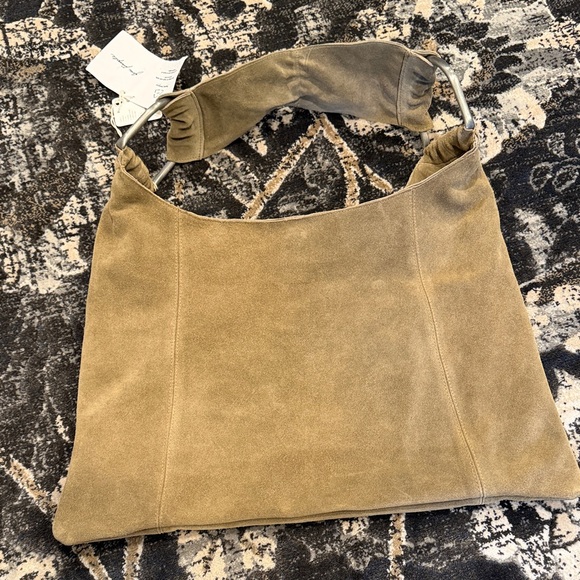 NWT Free People Bobby Slouchy Suede Hobo Shoulder Bag in Sand - Picture 5 of 5